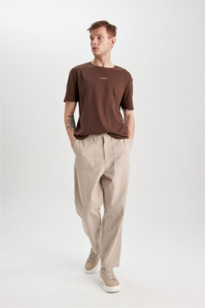 Gabardin Pantolon Baggy Fit Bol Rahat Kesim Cepli Düz Paça 