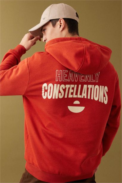 Oversize Geniş Kalıp Kapüşonlu Sırt Baskılı Sweatshirt