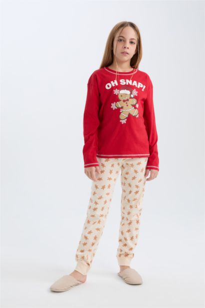 Ensemble Pyjama de Noël Top à col rond et manches longues et Pantalon pour Fille