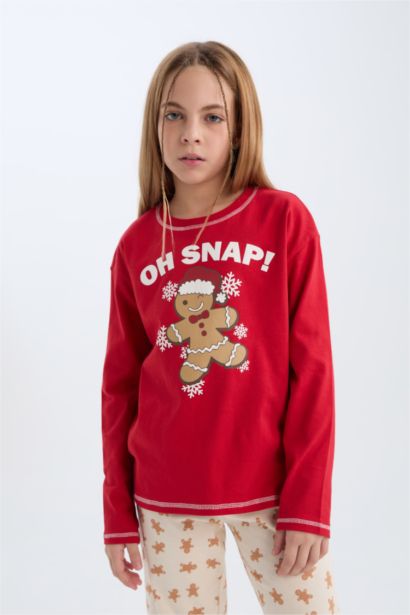 Ensemble Pyjama de Noël Top à col rond et manches longues et Pantalon pour Fille