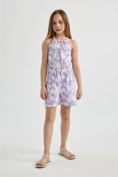 Combinaison Fleurie Short à Bretelles pour Fille