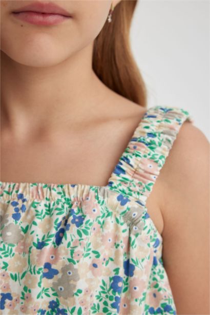 Girl Patterned Strappy Jumpsuit