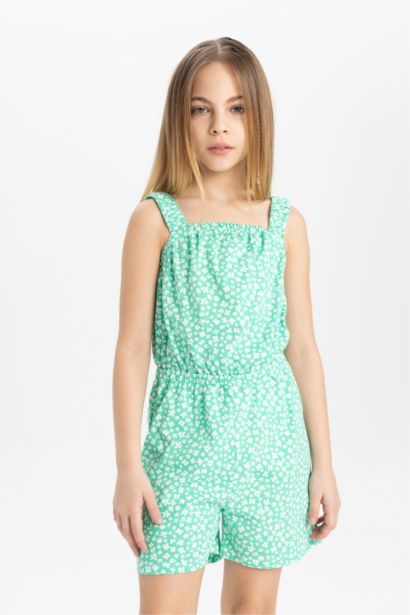 Combinaison Short à Bretelles à Motif pour Fille