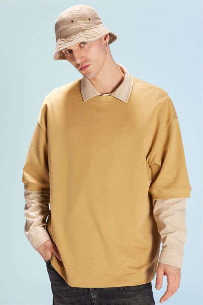 Loose Fit Bisiklet Yaka Kısa Kollu Ağır Kumaş Basic Düz Tişört