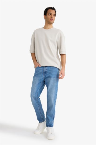 تيشيرت نص ردن قصة فضفاضة بياخة مستديرة