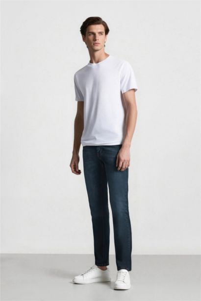 بنطلون جينز بيدرو سليم فيت بخصر عادي