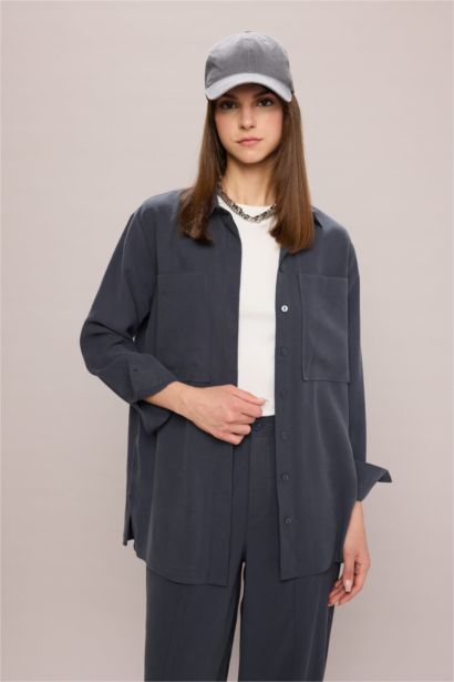 Regular Fit Shirt Collar Long Sleeve Tunic