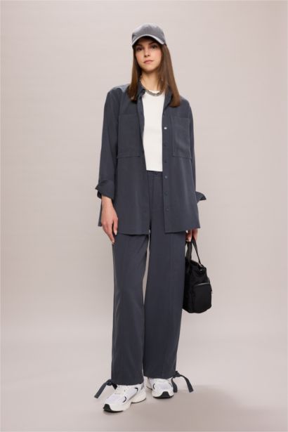 Regular Fit Shirt Collar Long Sleeve Tunic