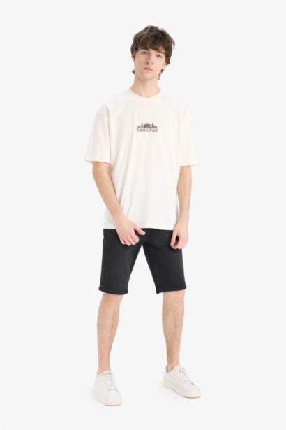 T-shirt oversize en coton imprimé à manches courtes et col rond