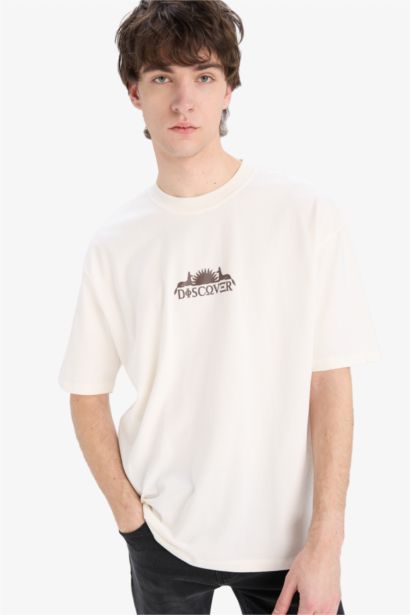 T-shirt oversize en coton imprimé à manches courtes et col rond