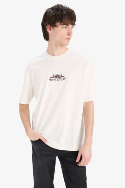 T-shirt oversize en coton imprimé à manches courtes et col rond