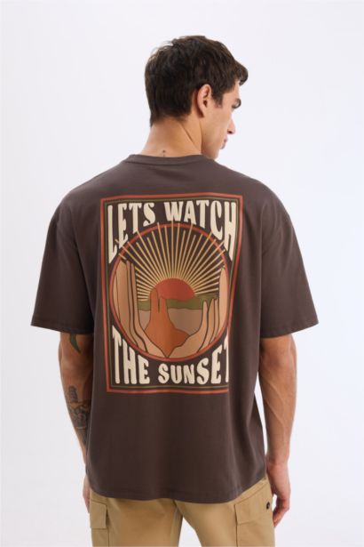 Oversize Fit Crew Neck Back Printed T-Shirt