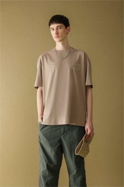 T-Shirt Oversize Manches Courtes Col Rond Imprimé Dos