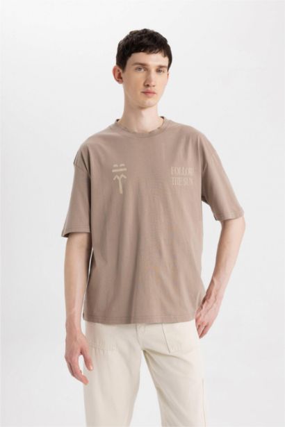 T-Shirt Oversize Manches Courtes Col Rond Imprimé Dos