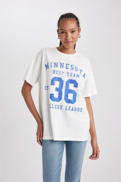 تيشيرت نص ردن اوفر سايز بياخة مستديرة