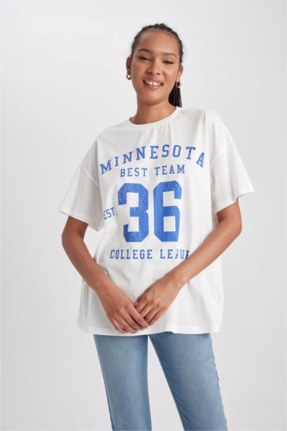 تيشيرت نص ردن اوفر سايز بياخة مستديرة