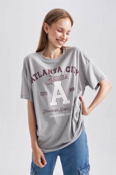 تيشيرت نص ردن اوفر سايز بياخة مستديرة