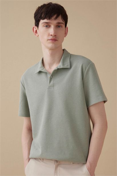 New Regular Fit Basic Düz Kısa Kollu Polo Tişört