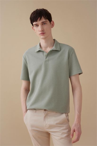 New Regular Fit Basic Düz Kısa Kollu Polo Tişört