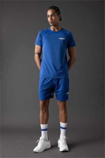 Slim Fit Crew Neck Printed Sports T-Shirt