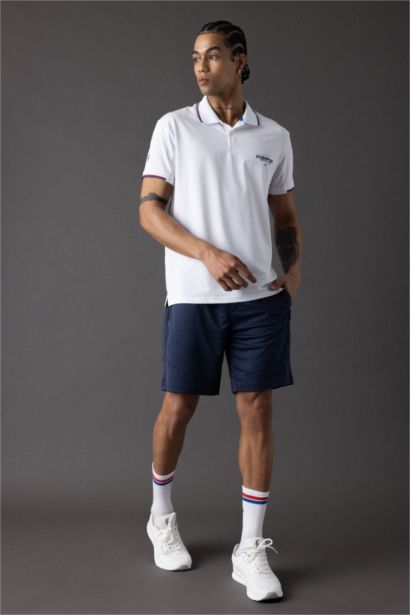 Standard Fit Polo Collar Printed Polo T-Shirt