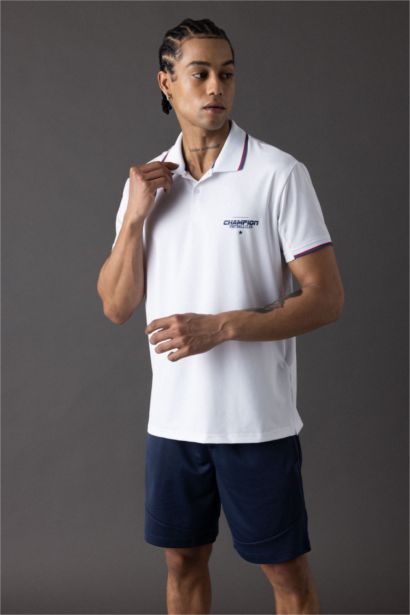 Standard Fit Polo Collar Printed Polo T-Shirt