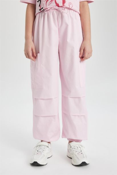 Girl Parachute Cargo Cotton Trousers