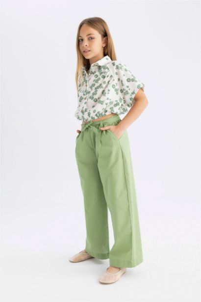 Girl Wide Leg Cotton Trousers