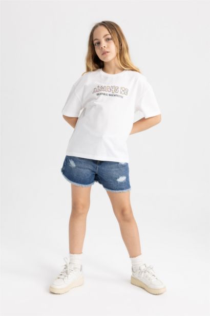 Girl Relax Fit Printed Short Sleeve T-Shirt