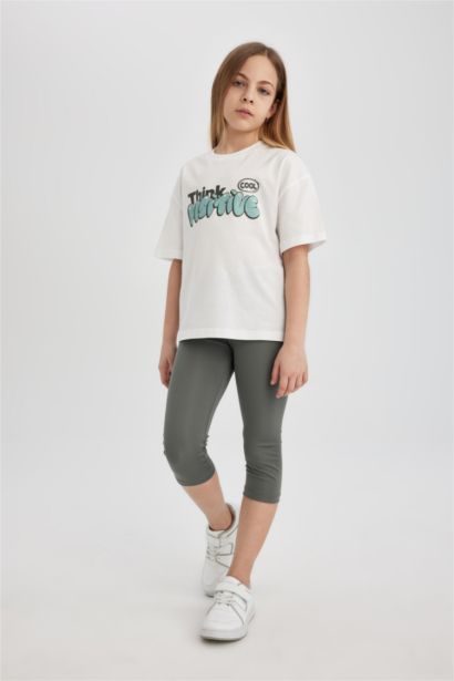 T-shirt oversize imprimé à manches courtes et col rond pour fille