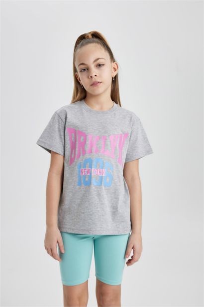 Girl Slogan Printed Short Sleeve T-Shirt