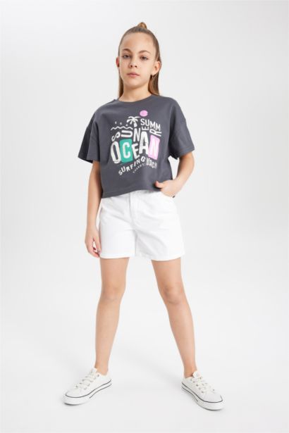 Girl Boxy Fit Printed Short Sleeve T-Shirt