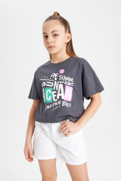 Girl Boxy Fit Printed Short Sleeve T-Shirt