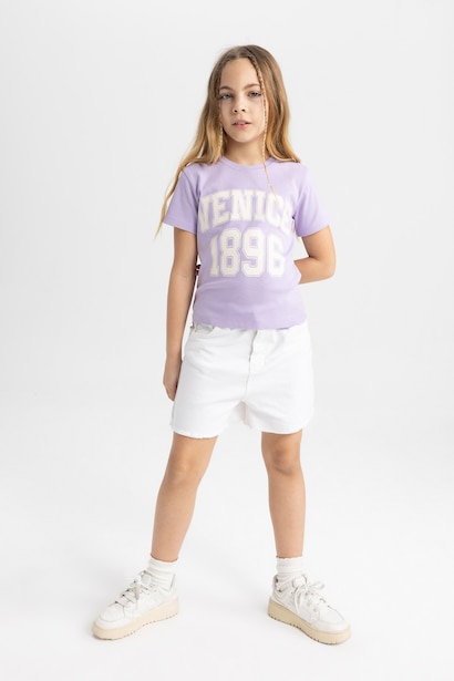 Girl Slim Fit Crew Neck Ribbed Camisole T-Shirt