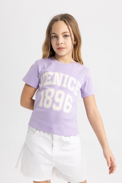 Girl Slim Fit Crew Neck Ribbed Camisole T-Shirt