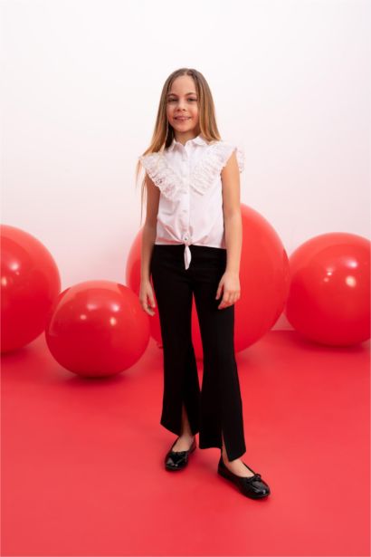 Girl Regular Fit Poplin Short Sleeve White Shirt