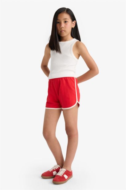 Beli Lastikli Basic Düz Şort Kız Çocuk