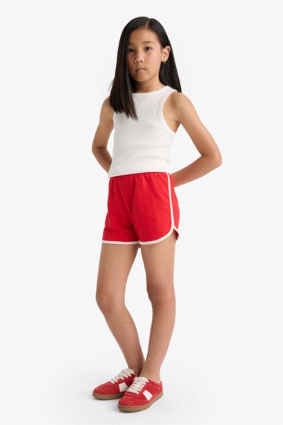 Beli Lastikli Basic Düz Şort Kız Çocuk