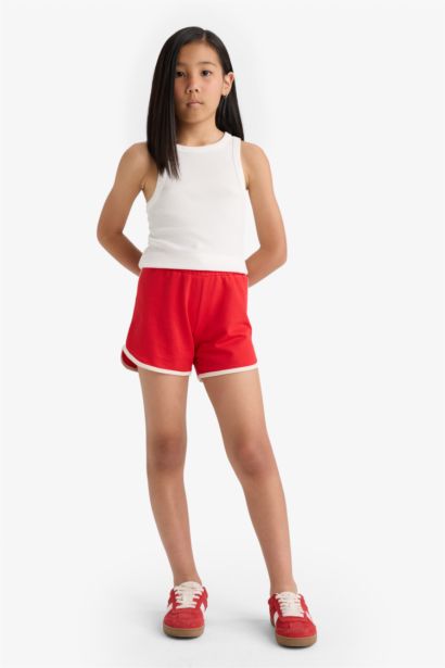 Beli Lastikli Basic Düz Şort Kız Çocuk