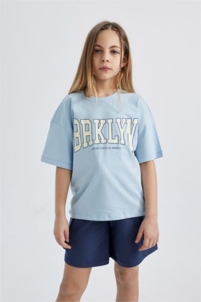 T-Shirt Coupe Relax imprimé à Manches Courtes pour Fille