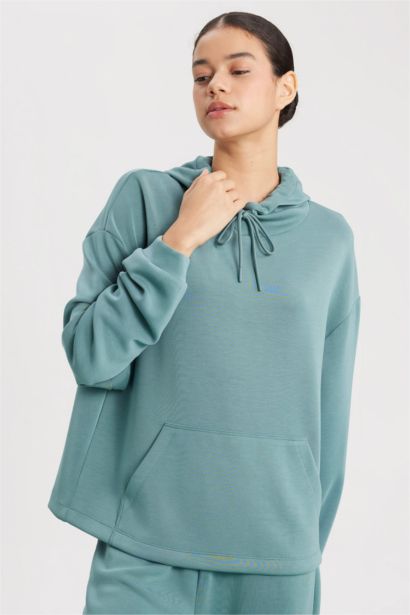 DeFactoFit Oversize Premium Hooded Sports Sweatshirt