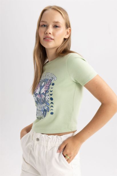 تيشيرت نص ردن مطبوع سليم فيت