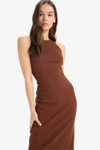 Bodycon Halter Collar Camisole Midi Dress