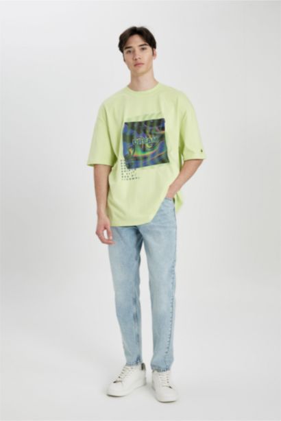 Oversize  Crew Neck Printed Short Sleeve T-Shirt