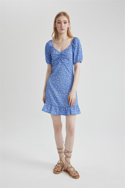 A-Line Wrinkled Mini Dress