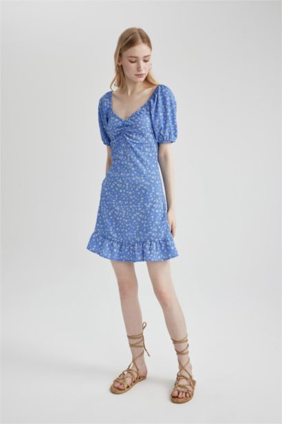 A-Line Wrinkled Mini Dress