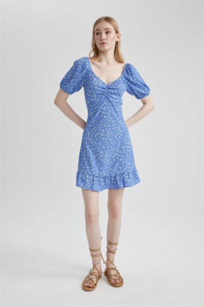 A-Line Wrinkled Mini Dress