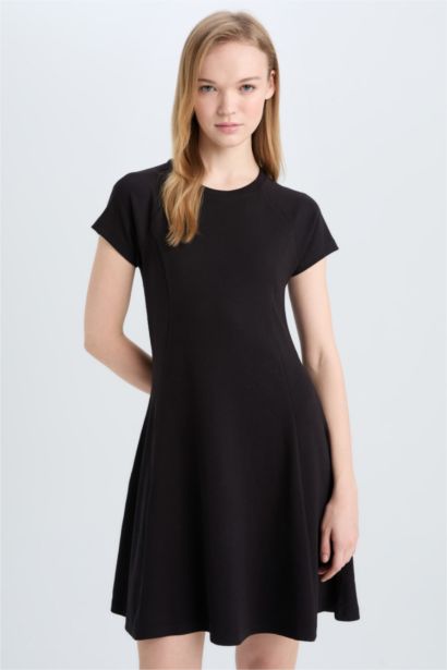 Crew Neck Camisole Raglan Sleeves Mini Dress