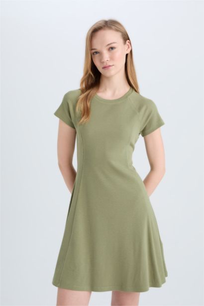 Crew Neck Camisole Raglan Sleeves Mini Dress