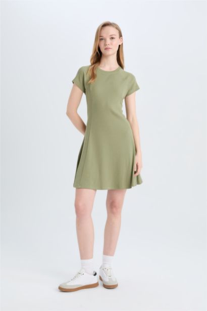 Crew Neck Camisole Raglan Sleeves Mini Dress